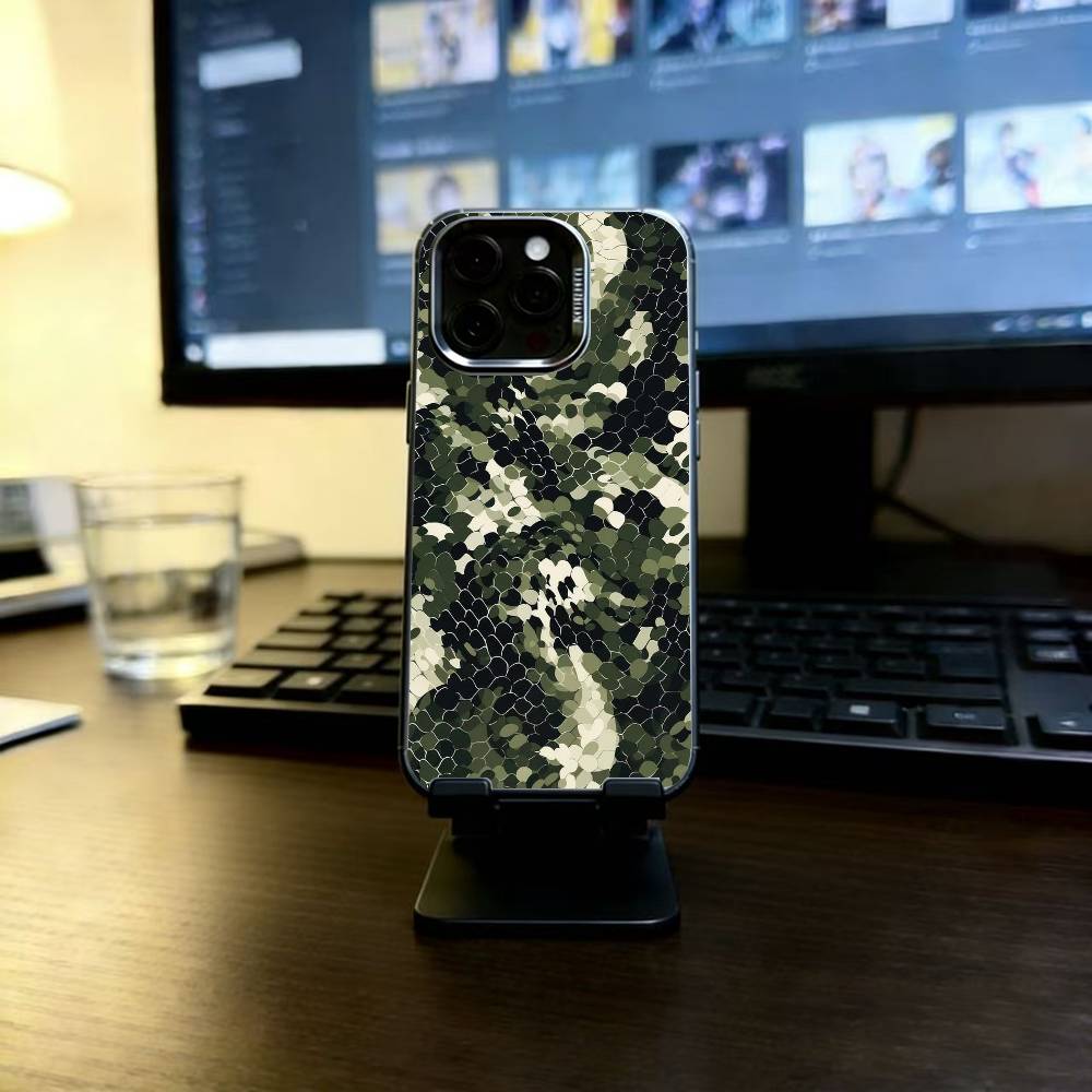 F-Fashion C-Camouflage Handyhülle Für iPhone 17,16,15,14,13,12,11 Plus,Pro Max,XS,Bunte Silberne Handyhülle Funda Cover