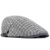 Frauen Hut Herbst Winter Warme Gestrickte Wolle Baskenmütze Vorwärts Kappe männer Plaid Kappe Newsboy Hut