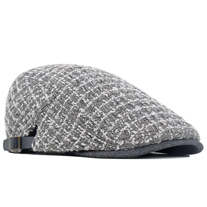 Frauen Hut Herbst Winter Warme Gestrickte Wolle Baskenmütze Vorwärts Kappe männer Plaid Kappe Newsboy Hut