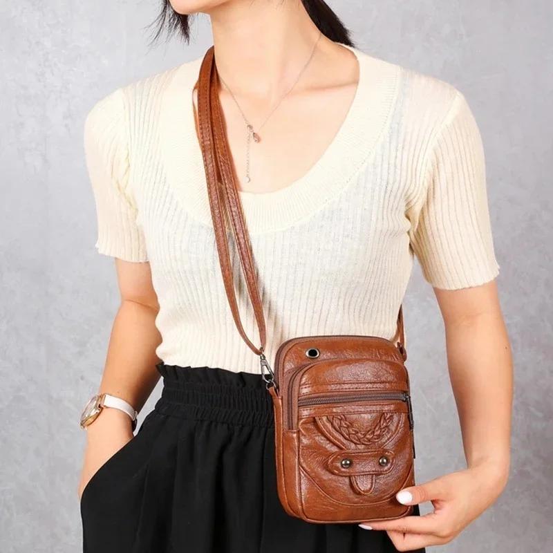 Crossbody New Texture Shoulder Bag Soft Leather Western Style Mature Fashion Retro Small Bag