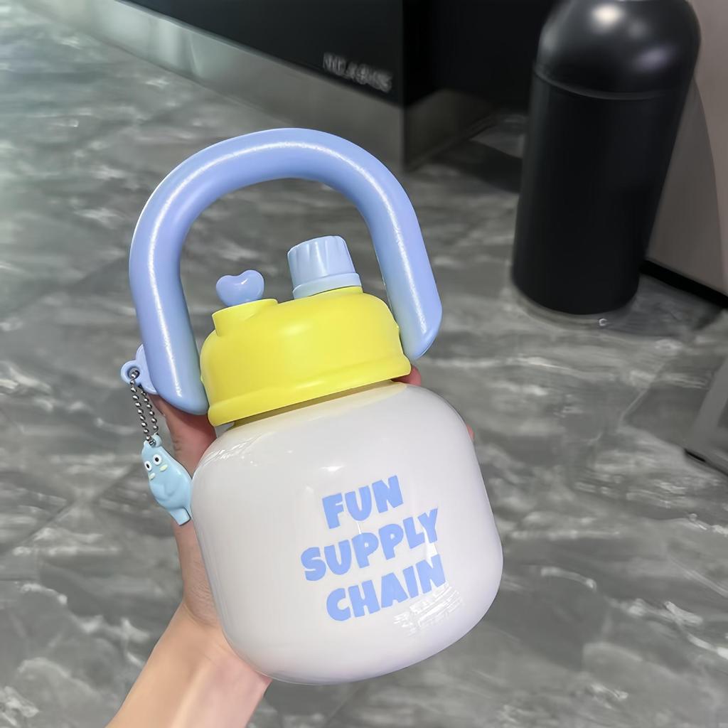 Large-Capacity Cartoon Kids' Water Cup with Straw & Tea Filter
