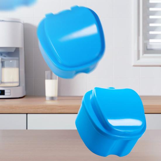 Dentures Case Portable Soaking Denture Bath Box with Strainer Basket Invisible Brace Retainer Mouth Guard Dental Aligner Container Holder