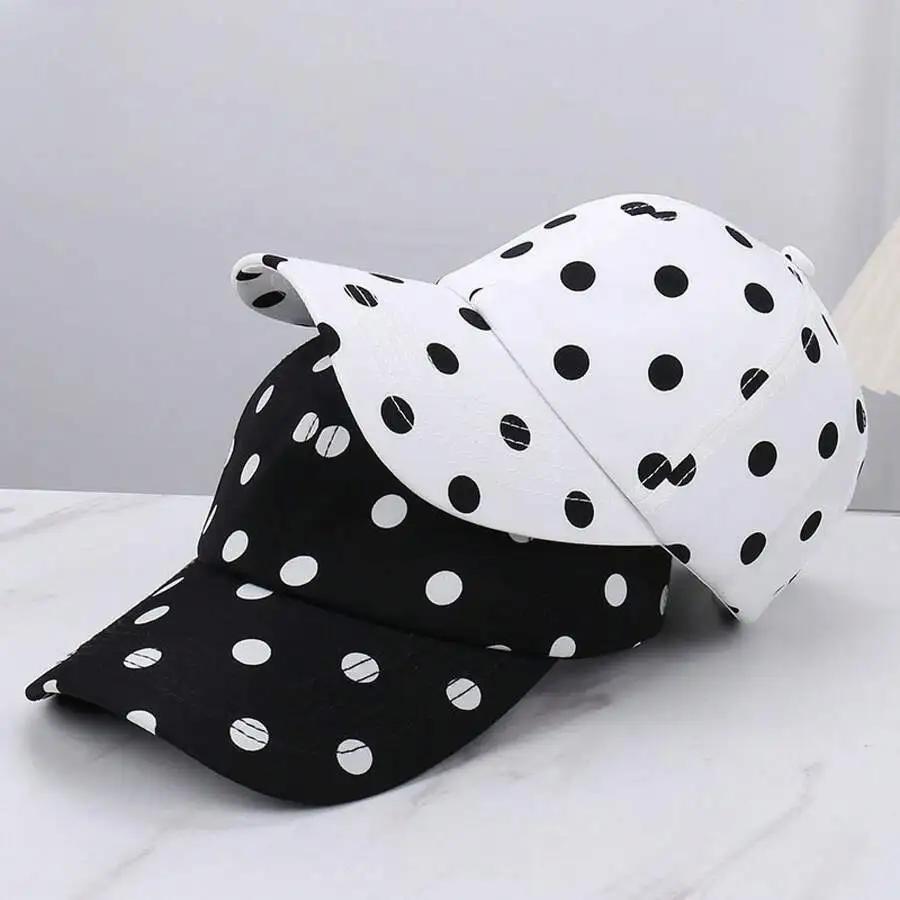 Polka Dot Baseball Cap For Women Large Head Circumference Face Slimming Duckbill Hat