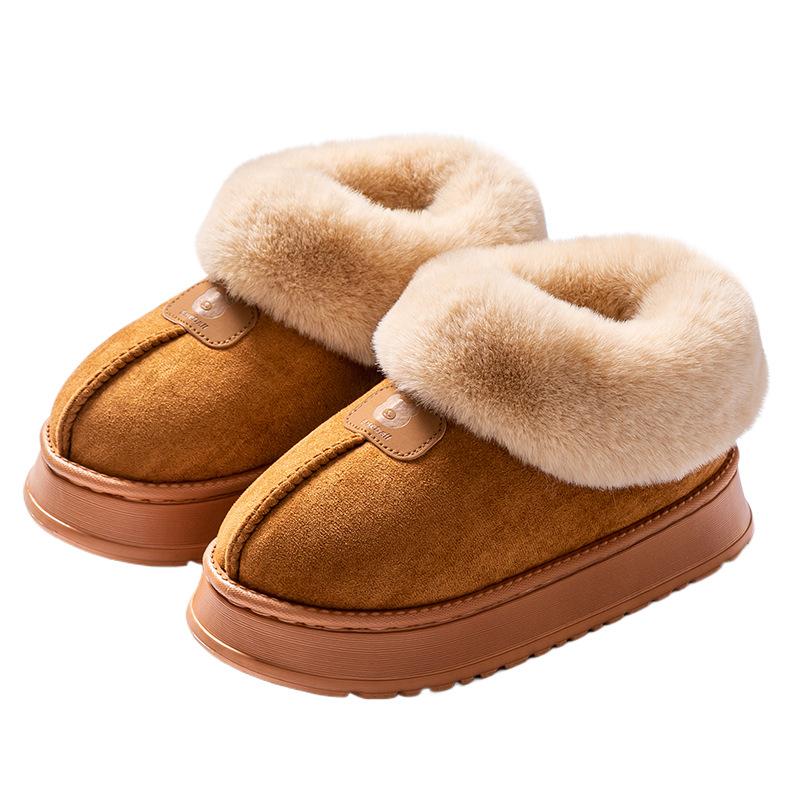 Bag heel cotton slippers women's winter outer wear fleece thickened snow boots indoor home thick-soled warm bread fluffy shoes