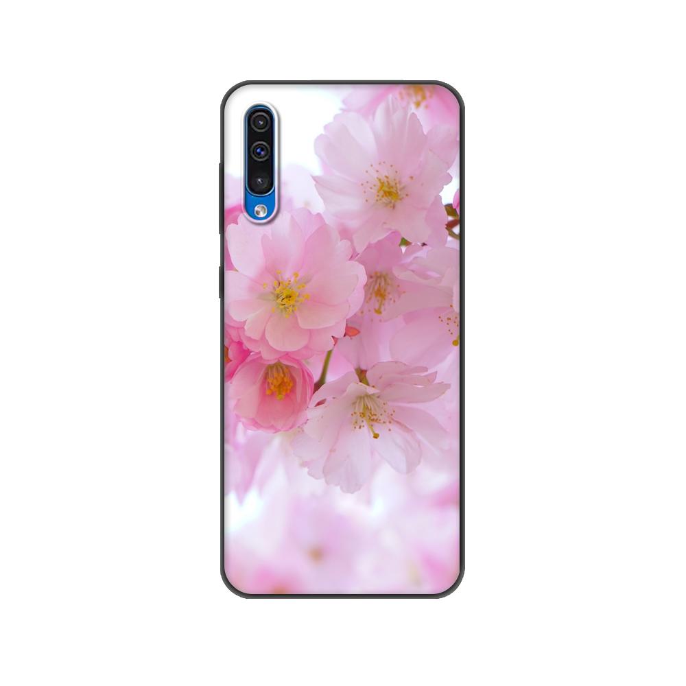 Černé TPU pouzdro pro Samsung Galaxy A50 50S A30S A10 A01 A11 A21S A31 A41 A51 A71 M21 M30S S10 LITE Červený motýl na květu růže