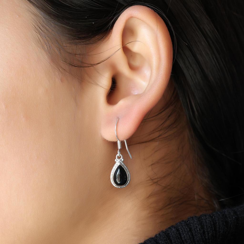 Black Onyx Jewelry Set, Silver Jewelry, Gift For Her, Women Necklace Earrings