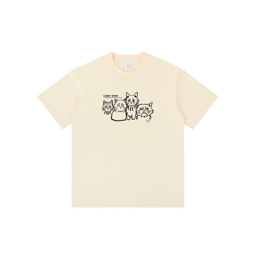 230g Pure Cotton Graffiti Puppy T-Shirt, Short Sleeve, Summer Student/Couple Outfit