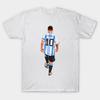 Heren Zwart Print T-shirt Messi Argentinië No-Cut Transferpapier Print Katoenen T-shirt