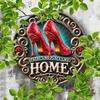 Sparkling Red High Heels Iron Wall Art Sign, No Place Like Home" Quote,  Home Decor,  Gift for Women,  Garden Decoration