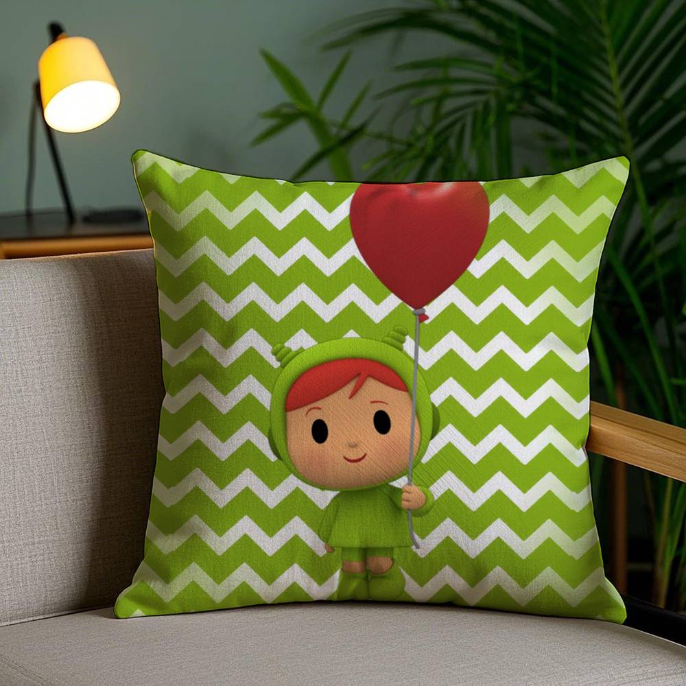 Cartoon Cute P-Pocoyo Pillow Case Sofa Short Plush Double-sided HD Printing Room Home Office Gift Cushion Cover