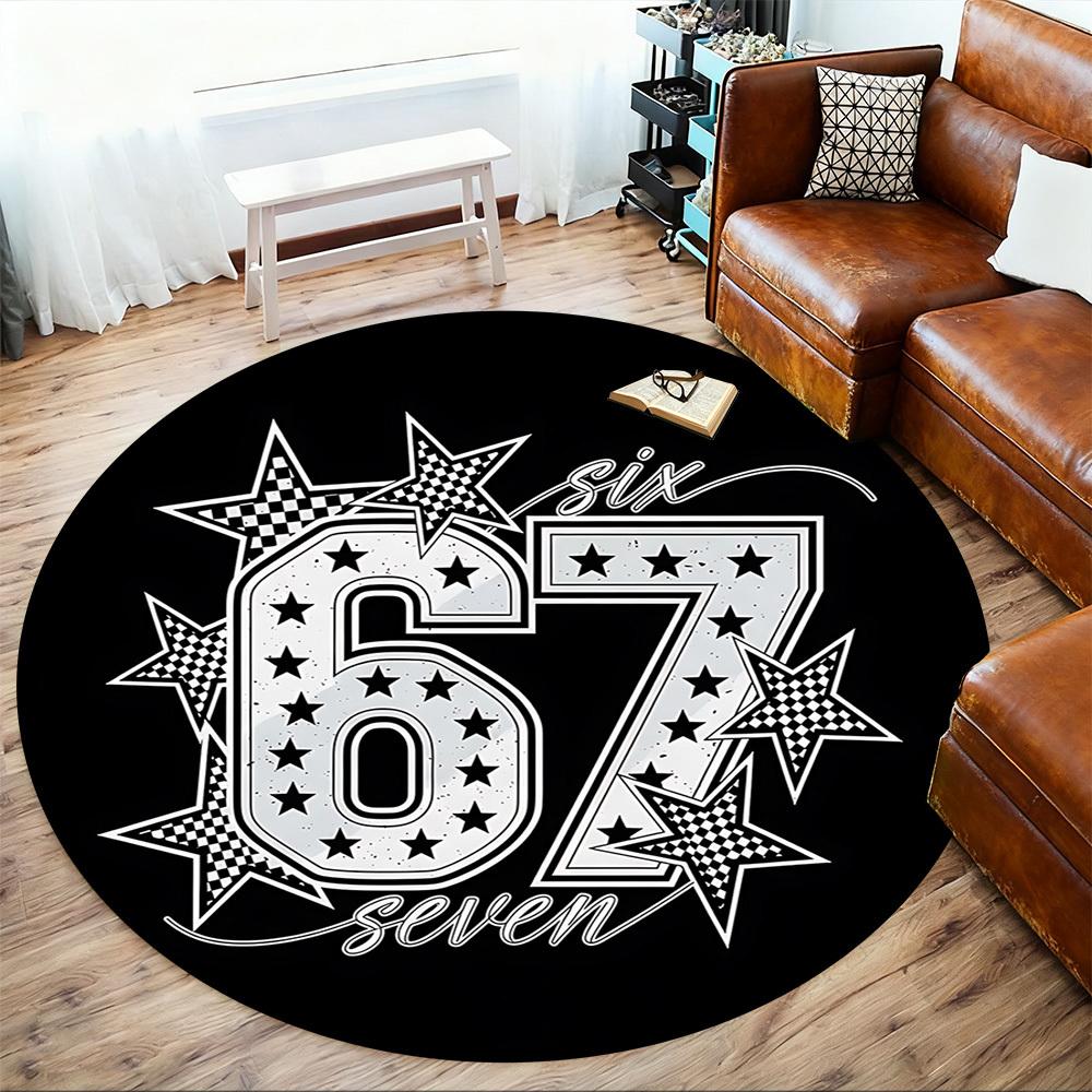 1pc six seven Round Chair mat office Area Rug - Non-Slip, Floor Mat for Office, Bedroom, and Indoor Decor p127172