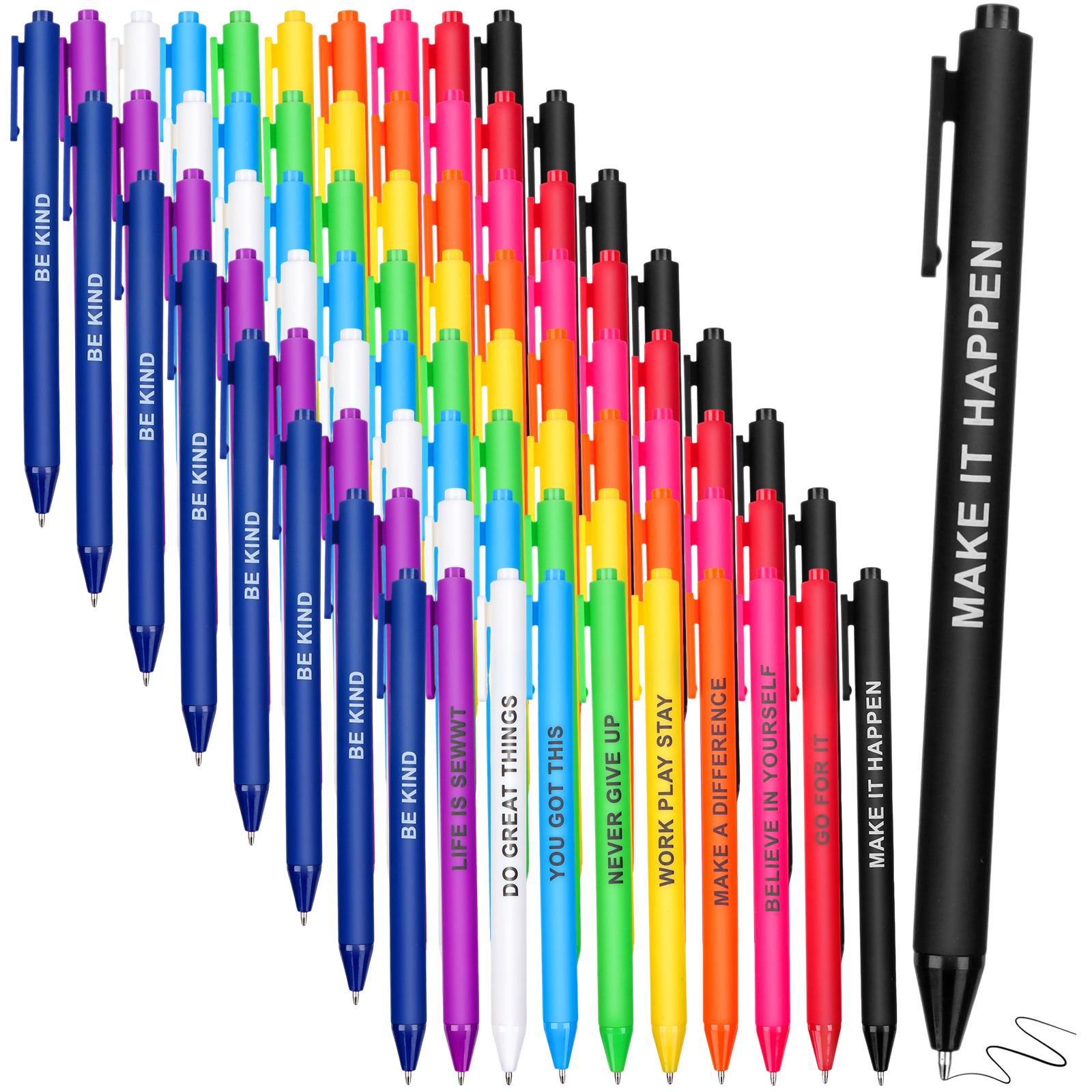 

80 шт. Вдохновляющая шариковая ручка оптом Мотивационные цитаты Ручка Новинка Выдвижной стилус Пишущие ручки Ободряющая Черная гелевая В 1