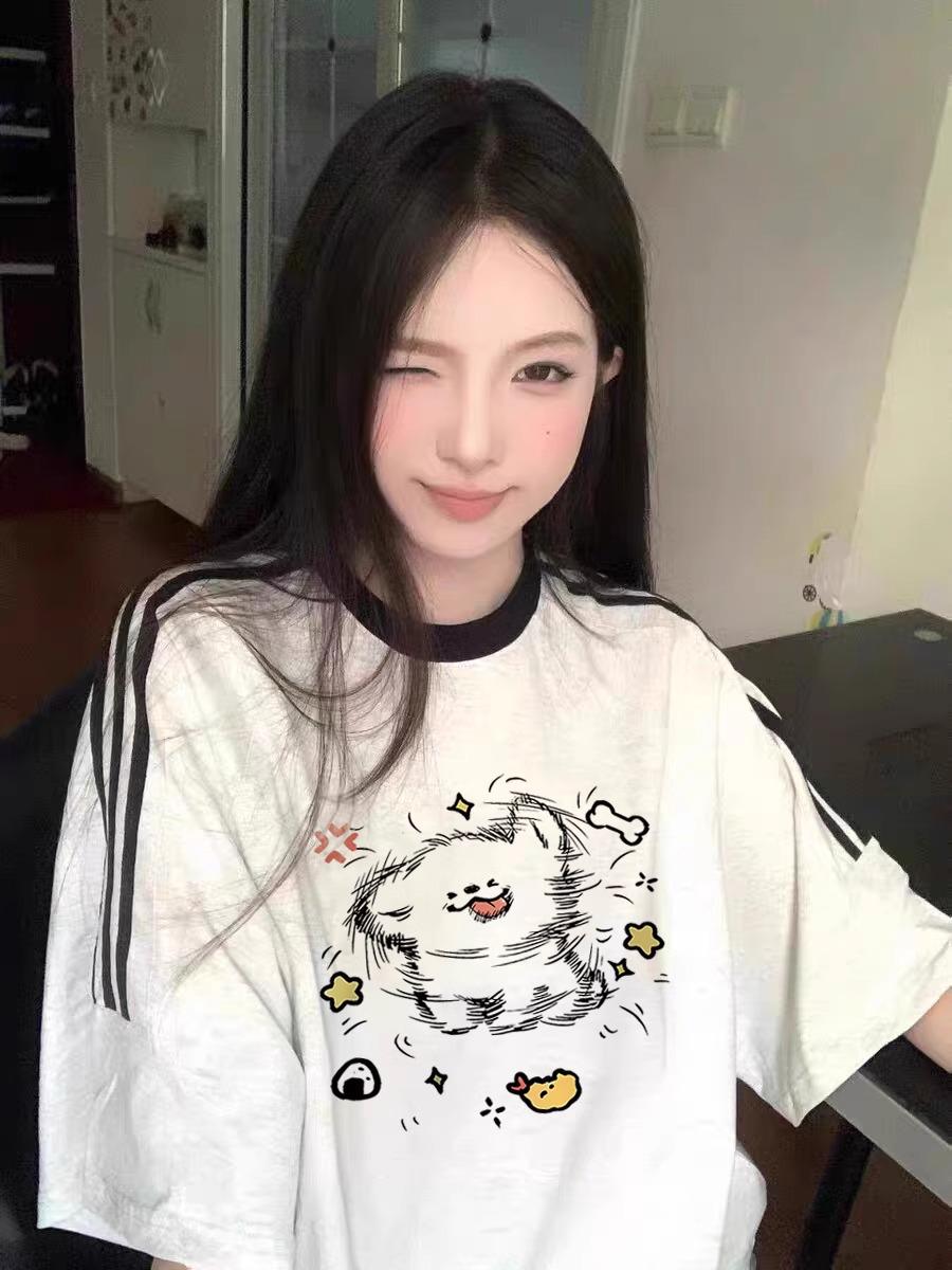 

Women s Summer 2025 Oversized Puppy Raglan Cotton Tee XL