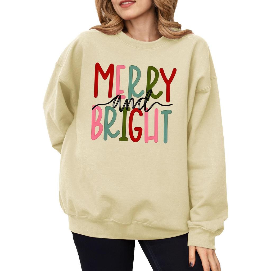 2025 Autumn/Winter Women's Trendy Christmas Casual Round Neck Printed Hoodie