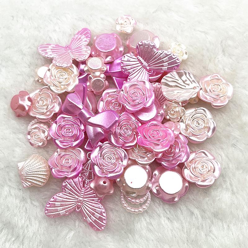 20g/lot Mixed Rose Flower Bowknot Beads Star Heart Butterfly Acrylic Spacer Beads for Jewelry Making DIY Bracelet Accessories