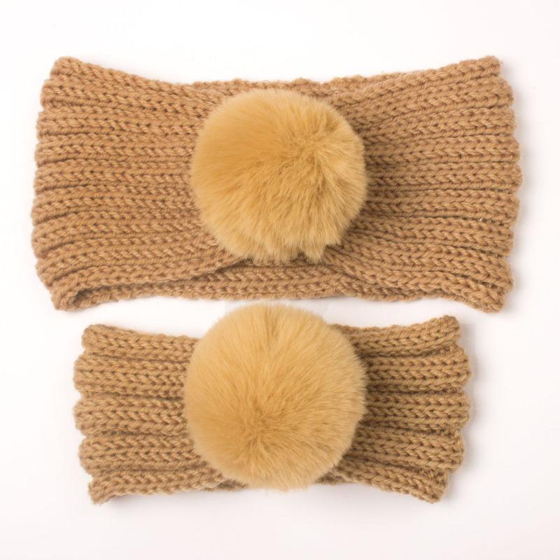 New parent-child autumn and winter warm headscarf set, mother and baby knitted wool headband, girls' headband