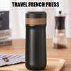 Portable French Press Coffee Mug 304 Stainless Steel 320ml Travel Thermos With Double Filter 8H Hot 12H Cold