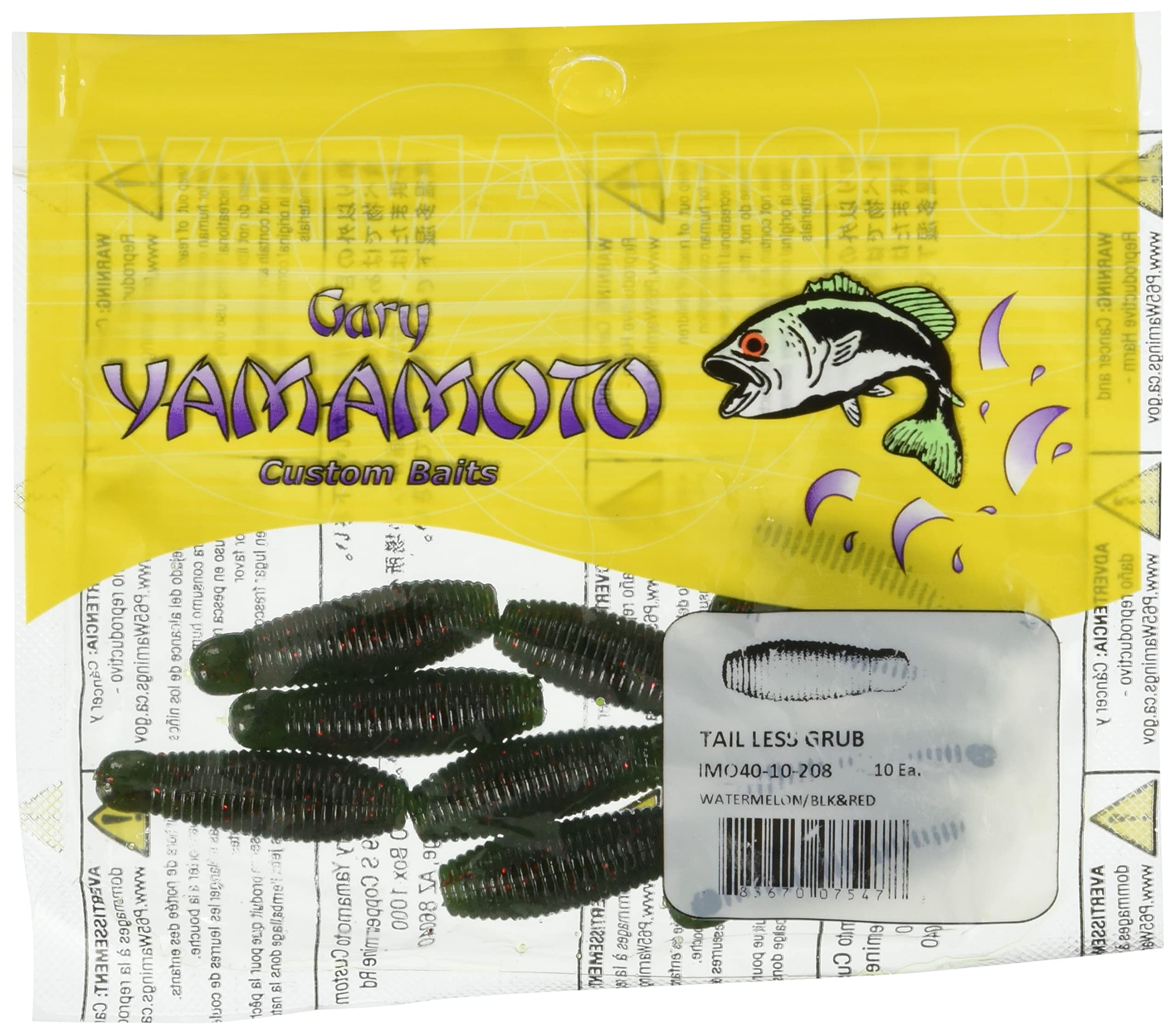 Smith Gary Yamamoto Imograb Worm 40mm Small Red Flake (SMITH LTD) Approx. 3.5g (10 pieces) #208 Watermelon/Black &
