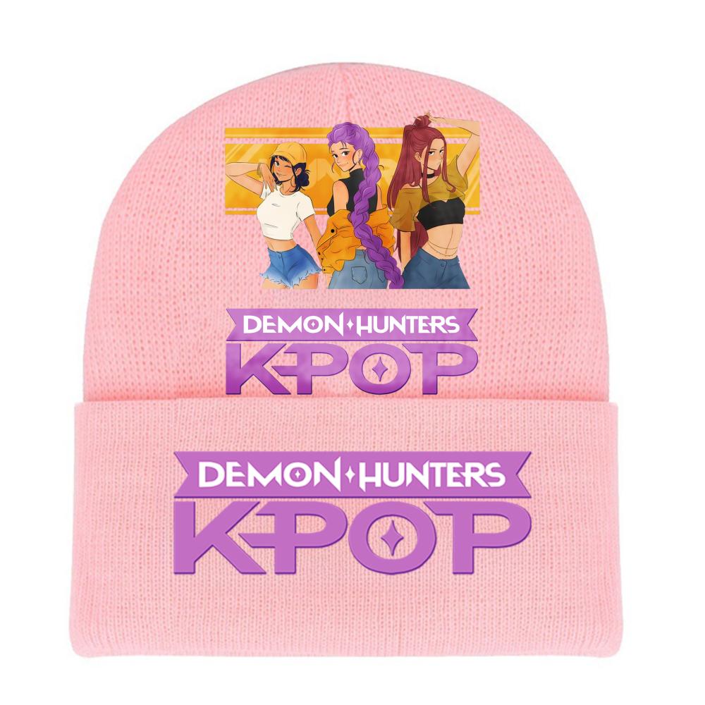 Kpop Demon Hunters HUNTRIX SAJABOYS Letter Printed Rolled-edge Woolen Knitted Cap Thickened Cold Season Adult Hat Fans Birth Date Present