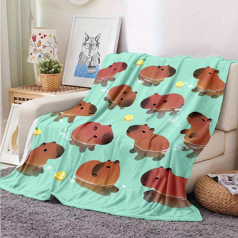 Capybara Cartoon Animal Blanket Kapibara Flannel Blanket Suitable for Office Travel Blanket