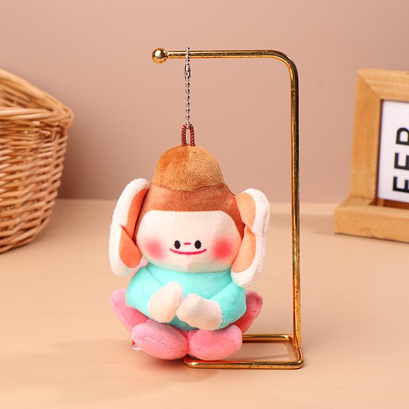 Creative Cartoon Buddha Plush Toy Soft Stuffed Doll Keyring Bag Pendant Cute Plush Dolls Keychain Car Key Decoration