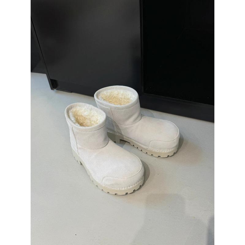 Autumn and Winter Thickness One-pedal Piled Thickened Warm Snow Boots Casual Versatile Short Medium Tube Fluffy Women's Cotton Shoes