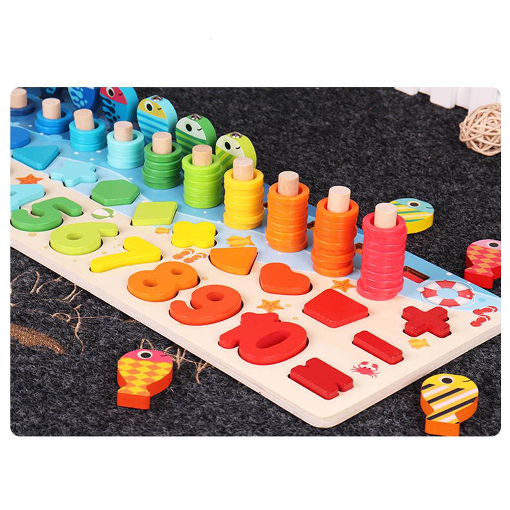 Wooden Number Puzzle Match Board Math Game Early Learning Toys Color Shape Sorting Number Counting Preschool Education