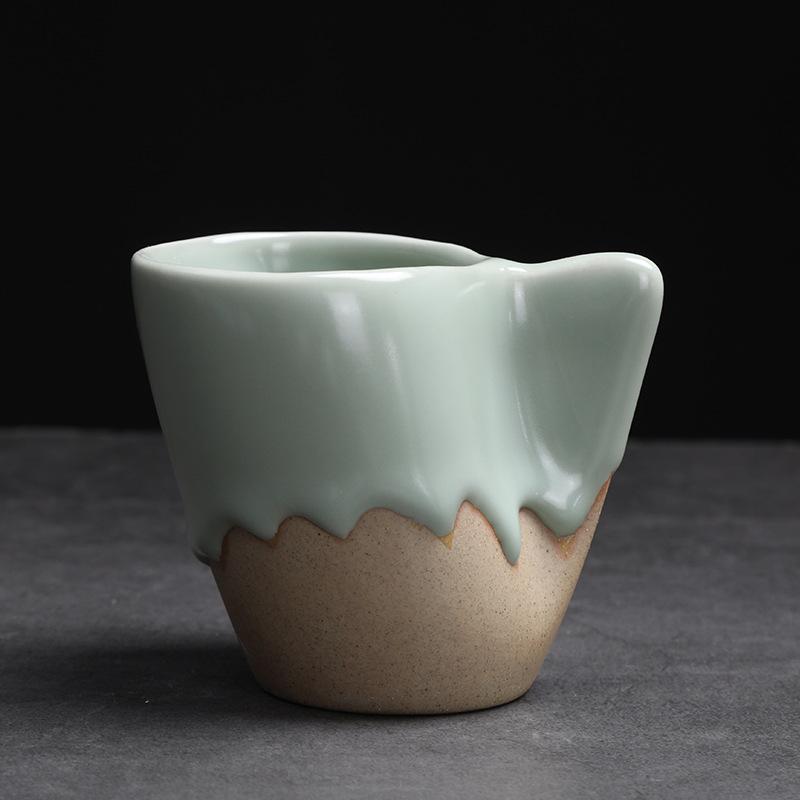 Creative ceramic coffee cup concentrated cup retro coarse pottery high value afternoon teacup ins wind latte cup medium and ancient cup