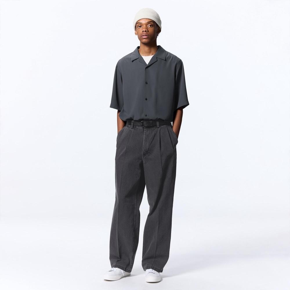

Джинсовые мешковатые брюки GU by Uniqlo с двумя складками+EC, длина 80,0 см