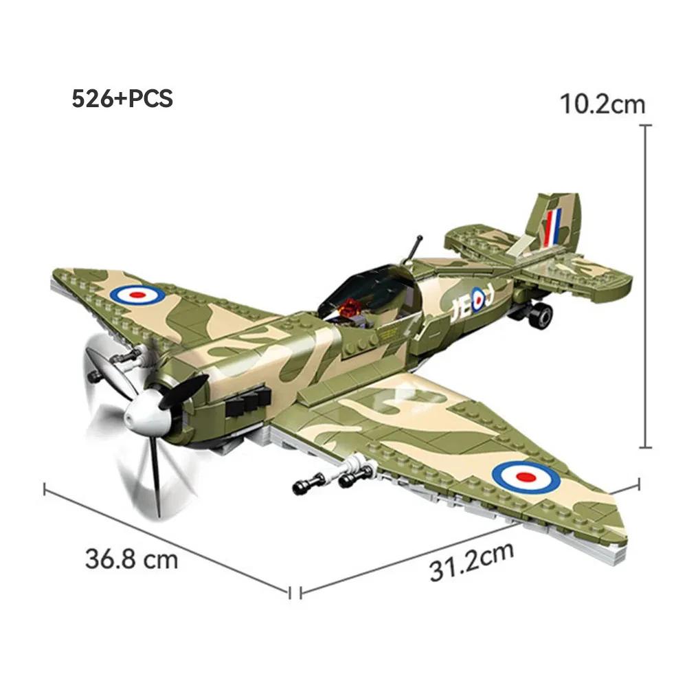 Different Types Army P47 Fighter Building Blocks Spitfire Military Soldier Pilot Figures Weapon Bricks Plane Toys for friend