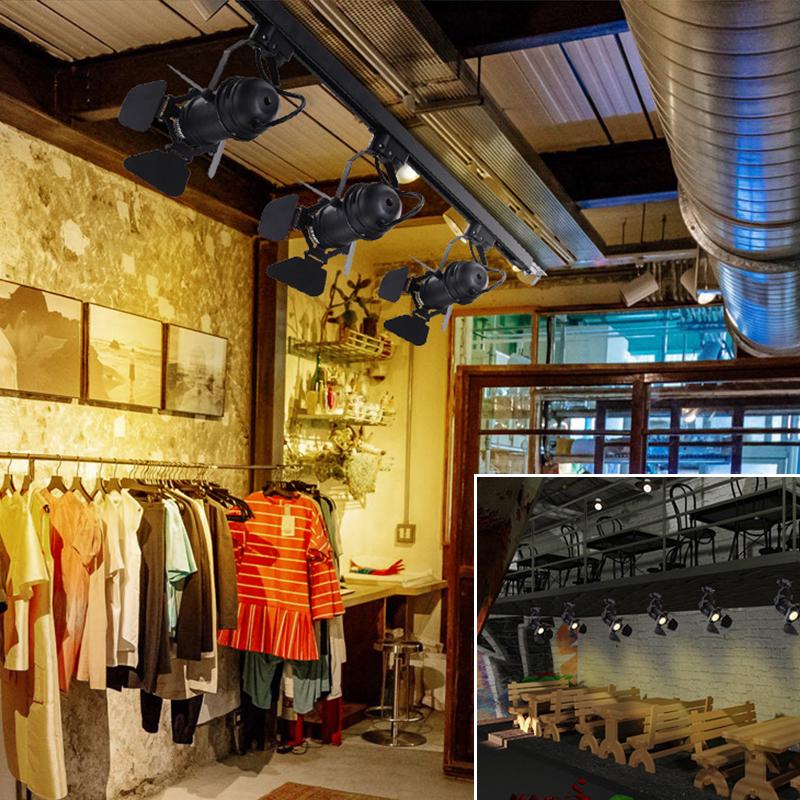 Lampă de fier cu plafon E27 vintage Lampă retro cu lumină industrială, reglabilă cu 4 foi, pentru magazin de haine, bar de cafea, accesoriu în stil mansardă