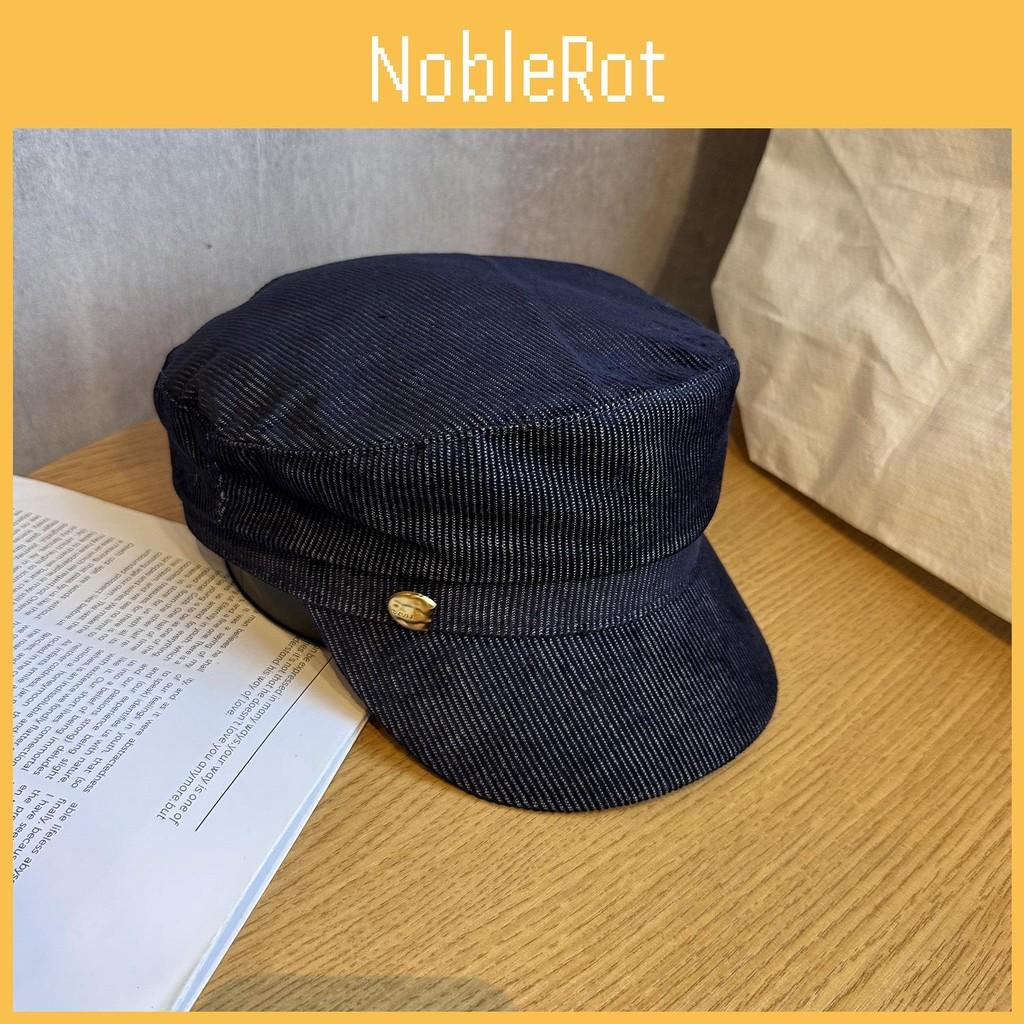 Color Solid Street Style Navy Flat Top Cap Breathable Fabric Urban Wear Casual