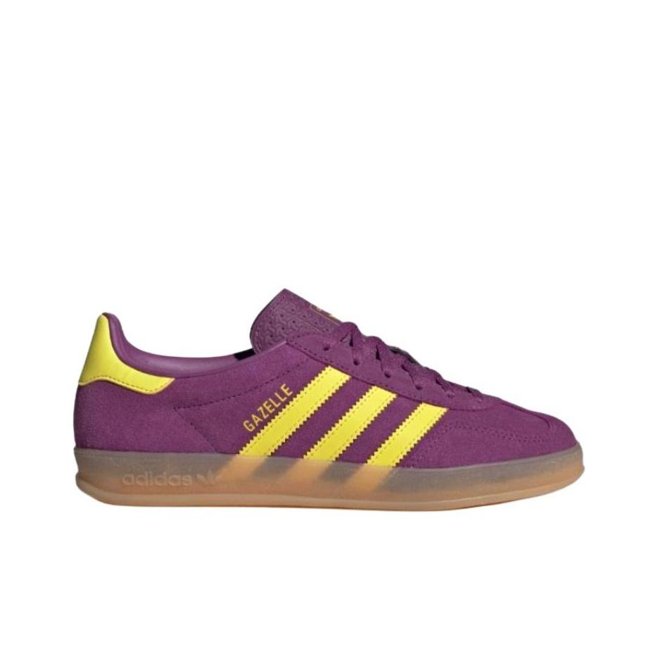 Adidas Gazelle Indoor Rich Mauve Yellow Women Sneakers Purple Bright-Yellow Gum JS1415