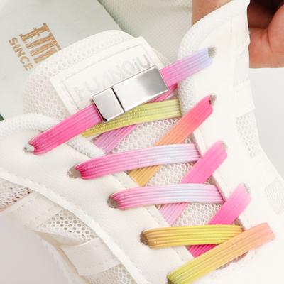 1Pair Rainbow Elastic Laces Sneakers Without Ties Magnetic Lock Shoelaces Kids Adult Glitter No Tie Shoe Laces Shoes Accessories