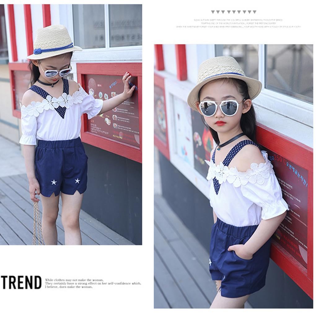 Kids Baby Girls Lace T-shirt Tops Pants Shorts Summer Outfits Clothes