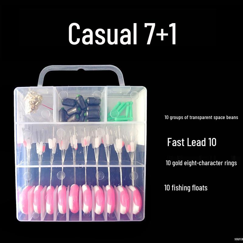 50-teiliges Angelzubehör-Set: Silikon-Space-Beans, Wirbel, Schwimmkörper, Hauptschnur