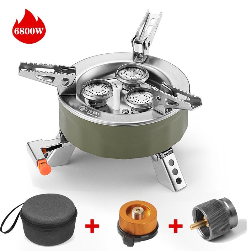 Camping Burner 6800W Big Power Portable Foldable Outdoor Tourist Head Picnic Survive Warm Gas Stove For Hiking Fishing BBQ Stove