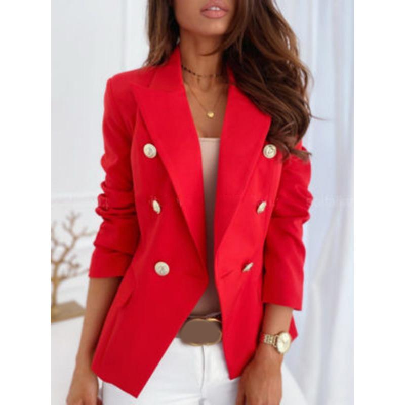 Fashion Long Sleeve Loose Suit Collar Women Jackets Double Breasted Solid Color Office Ladies Streetwear Shirt Female Slim Fit Casual Simple Clothing
