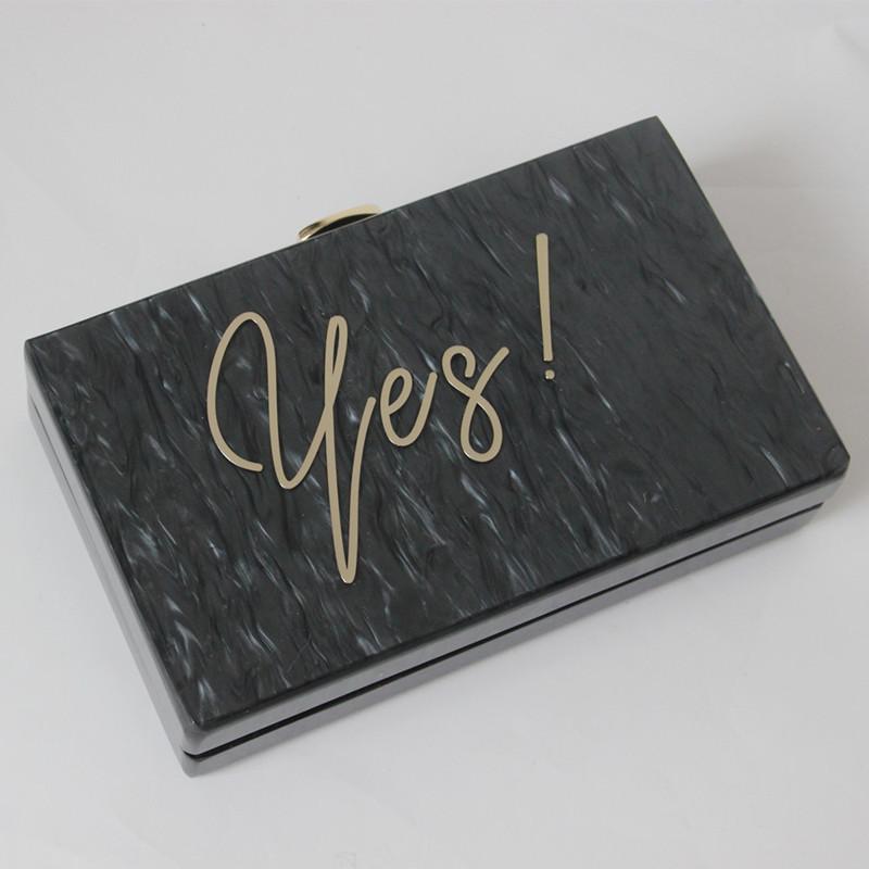 Новая модная сумочка, модные женские сумки, черные акриловые буквы, роскошная вечерняя сумка для вечеринки, женская свадебная милая винтажная коробка-клатч, кошелек 17.8CM чёрный