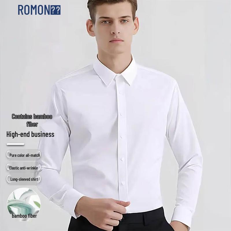ROMON Men's Long-Sleeve Professional Business Dress Shirt
