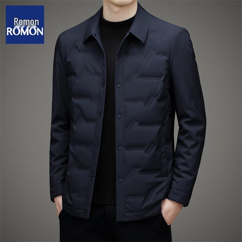 

Мужская легкая пуховая куртка Romon приталенного кроя - деловая повседневная, теплая и стильная для осени/зимы XL королевский синий