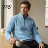 Winter Warm Clothing Men Quarter-Zip Sweatshirt, Long Sleeve Mock Neck Pullover Top, Solid Casual Color Tops Sweatshirt for Golf Office Street
