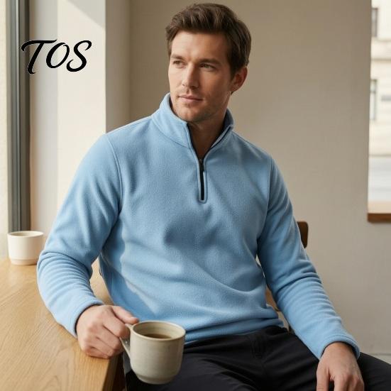 Winter Warm Clothing Men Quarter-Zip Sweatshirt, Long Sleeve Mock Neck Pullover Top, Solid Casual Color Tops Sweatshirt for Golf Office Street