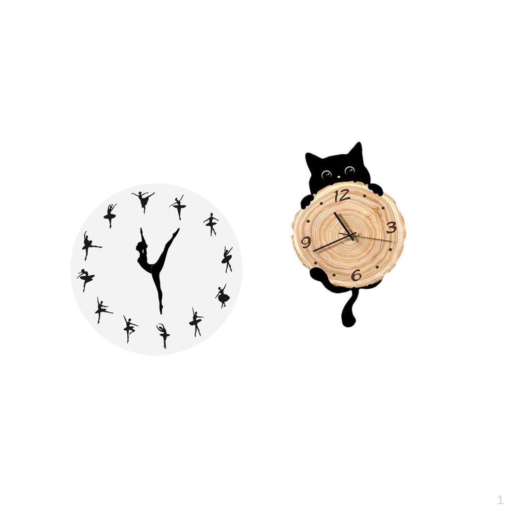 Ballerina Ballet Dancing Girl Wall Clock Silent Mute Easy to Read Lightweight No Ticking Hanging