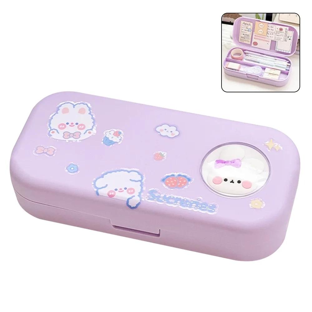 Cartoon Large-Capacity Pencil Case – Double-Layer Portable Pen Pouch, Multi-Functional Durable Stationery Organizer for Students