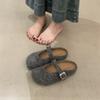 French Evening Wind Retro Lightweight Light Mouth Baotou with Lamb Bread Toe Girl Muller Shoes Wearing Slippers Woman