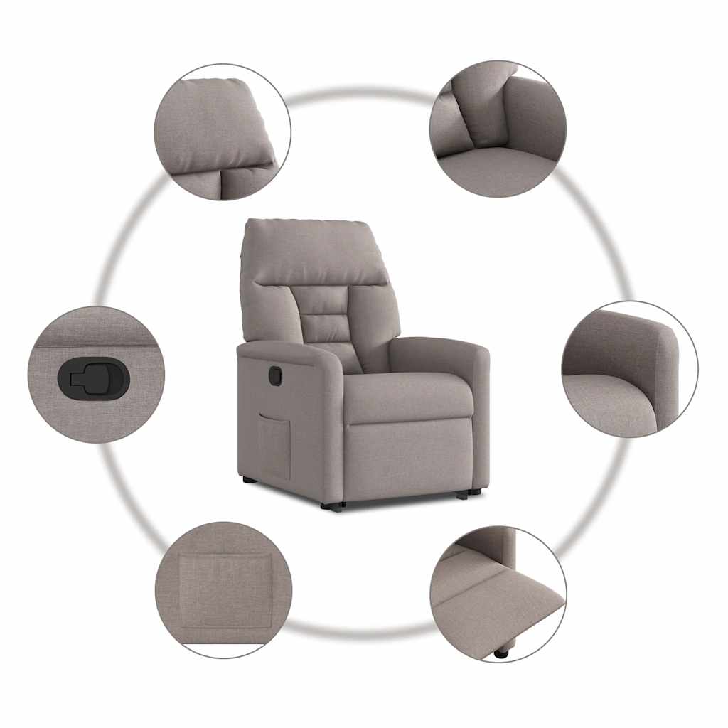 Recliner with Rising Function Taupe Fabric