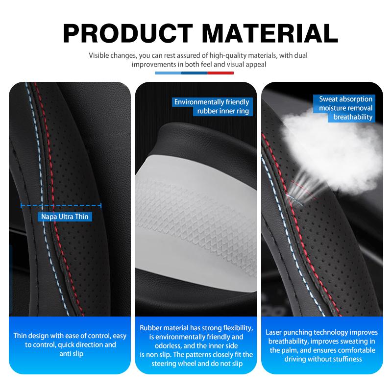 CIZQOI1 Car Steering Wheel Cover Leather Anti-slip Breathable Accessories For Nissan Pulsar Skyline Patrol Navara Micra X-Trail