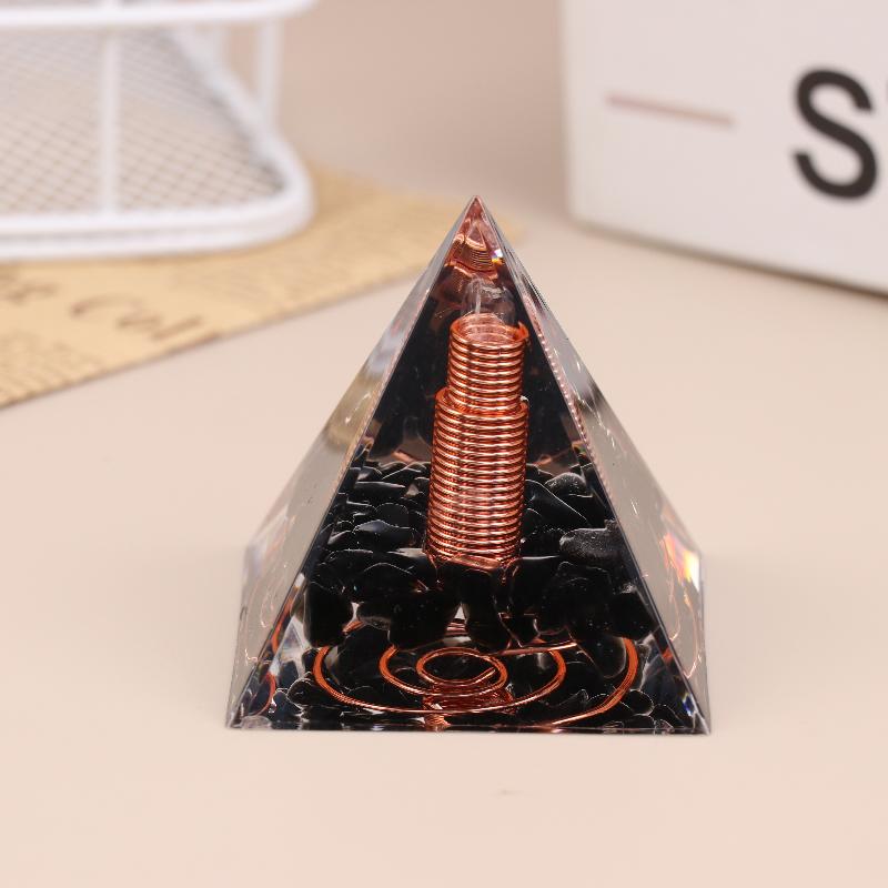 Energy Pyramid Orgonite Reiki Natural Amethyst Peridot Reiki Chakra Meditation Tool Room Decor Crystal Gifts