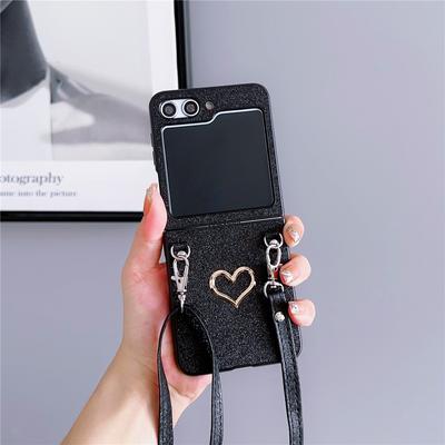 Husă pentru telefon cu șnur de tip crossbody din piele pentru Samsung Galaxy Z Flip 5 4 3 Flip5 Flip4 Flip3 5G Husă de protecție rezistentă la șocuri
